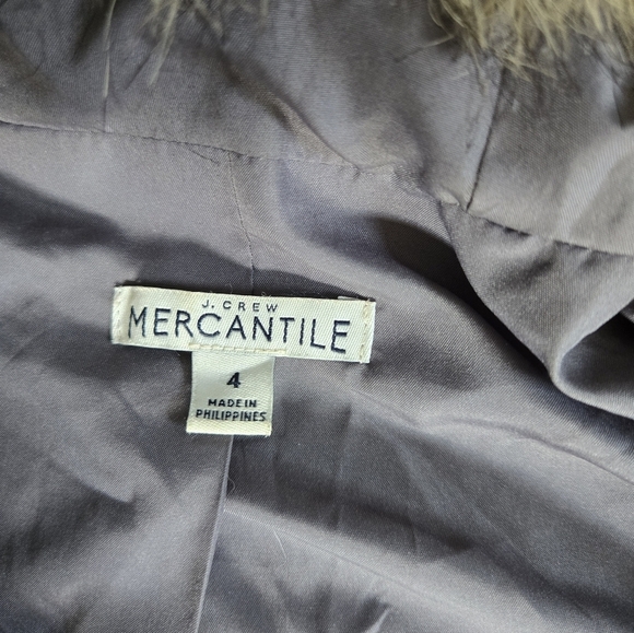 J.Crew Parka Jacket Women's Gray Wool Blend Faux Fur Trim Hooded Full Zip sz 4 - Picture 3 of 7